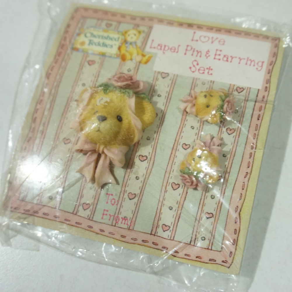 Cute Bear Broach Earrings Set